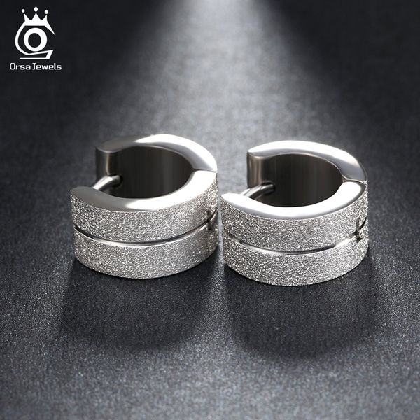 

orsa jewels silver color hoop earrings small circle fashion stainless steel men women earrings jewelry accessories gte05, Golden;silver