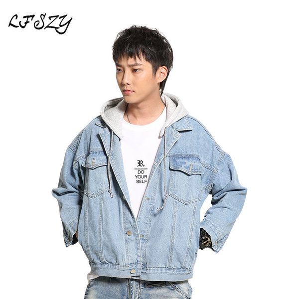 

spring and autumn denim jacket 2019 new korean trendy men's denim jacket hooded more sizes s-xxxl, Black;brown