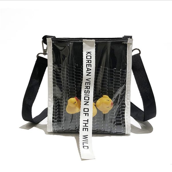 

women's transparent crossbody bags pu leather mini female shoulder bag double layer handbag letter square package shopping pouch