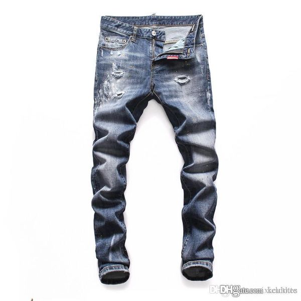 

2020 новые дизайнерские мужские джинсы тощий с тонкий эластичный джинсовой моды велосипед роскошные джинсы новые поступления мужчины помыли, Blue