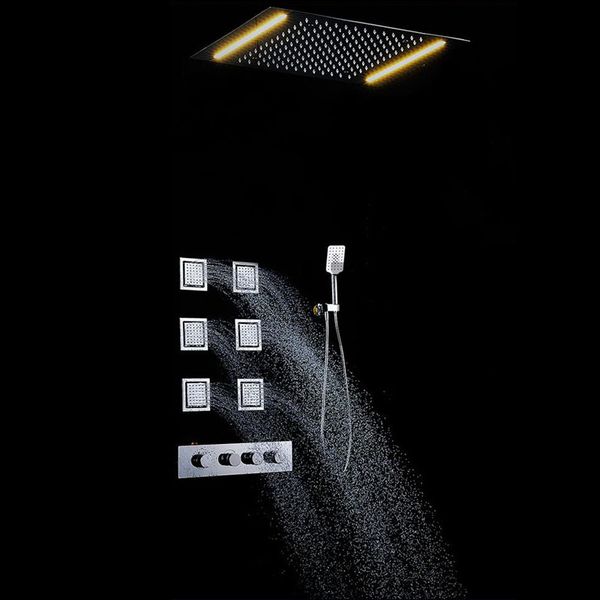 

big bathroom wall mounted thermostatic control valve shower set with 500*360mm large size led shower head