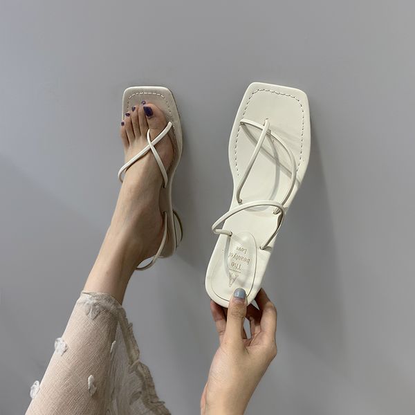 

flip flops platform clear heels 2020 sandals ladies shoes summer med all-match buckle strap suit female beige women women's, Black