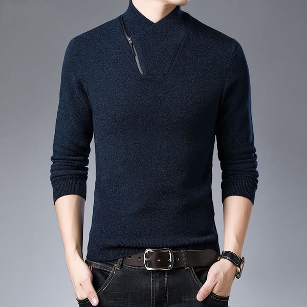 

2020 new fashion brand sweater for mens pullovers slim fit jumpers knitwear half zip pullover korean style casual mens clothes, White;black