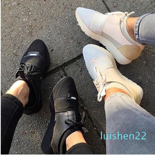 

2017 name brand patchwork man woman casual shoes fashion good quality mixed colors low cut zapatos mujer race runner shoes outdoors l22, Black