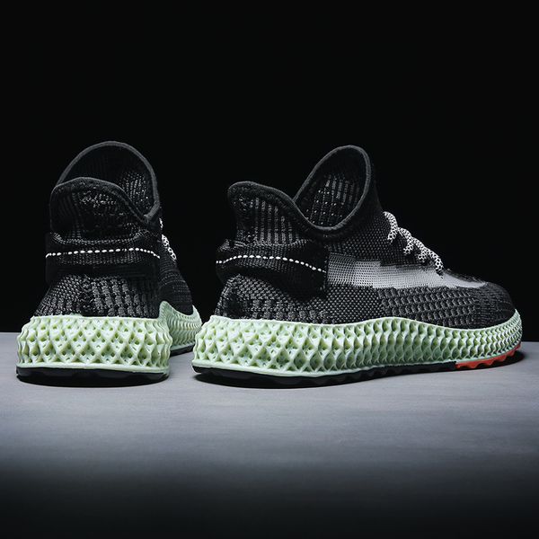 

hip hop street men outdoor flying weaving sneakers casual breathable shoes student jogging shoes sneakers, Black