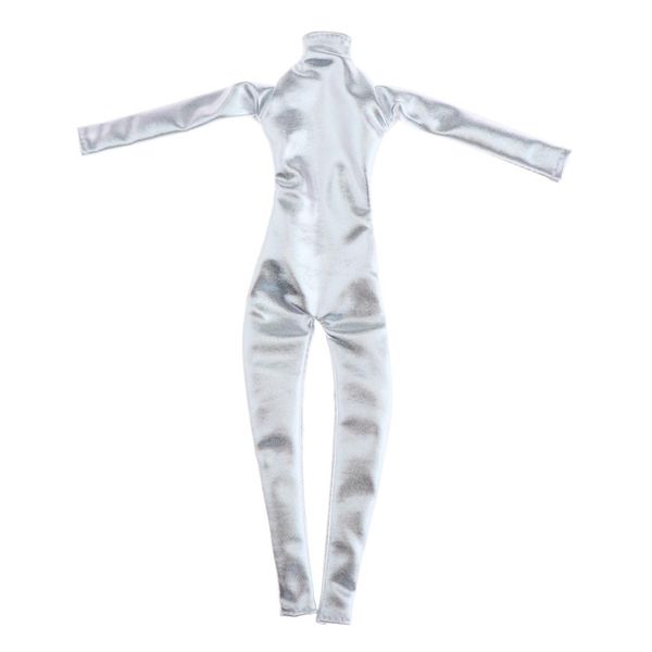 

1/6 scale action figure woman pu coverall clothes black/silver toys