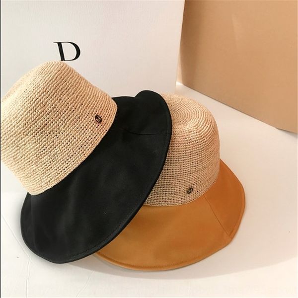 

straw fisherman female fashion all-match beach fisherman sun sun hat big brim hat beach sunshade hipster, Blue;gray