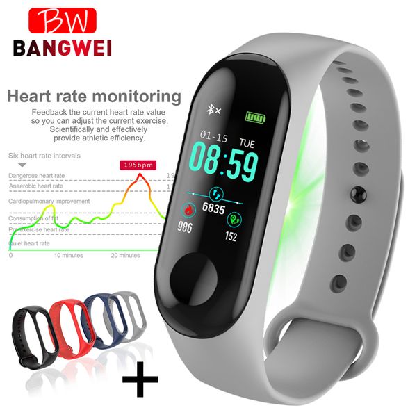 

2019 new sport waterproof smart wristband smartwatch fitness tracker pedometer smart-watch pk mi band, Slivery;brown