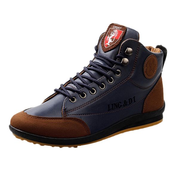 

SAGACE New Men Leather Boots Fashion Autumn Winter Warm Cotton Brand Ankle Boots Lace Up Men Shoes Footwear Casual Drop Shipping