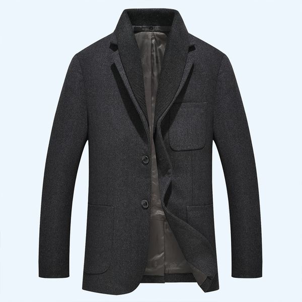 

new arrival fashion winter men suit jacket thick fashion casual mens wool coat collar detachable size m l  2xl 3xl, Black