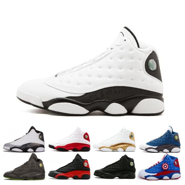 

13 13s Cap And Gown men basketball shoes Atmosphere Grey Terracotta Blush Captain America Alititude Green Chicago Black Cat Men Size 5.5-13