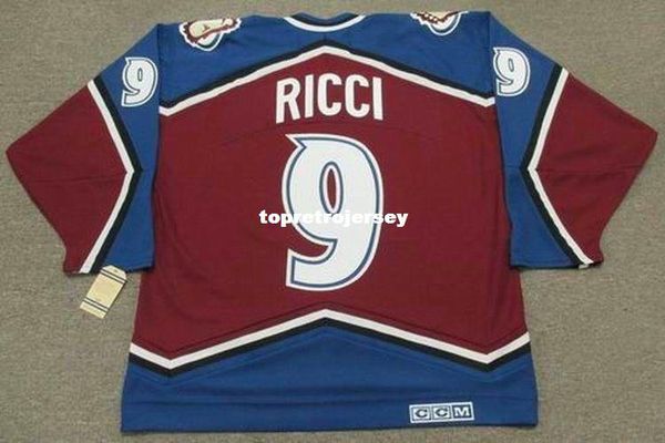 

wholesale mens mike ricci colorado avalanche 1996 ccm vintage away retro hockey jersey, Black;red