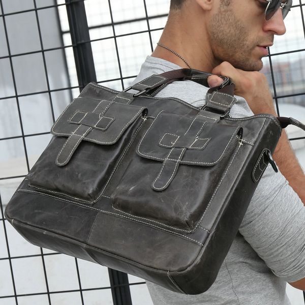 

bullcaptain business men genuine leather briefcase lap14 inch men briefcase bag male shoulder bag crossbody tote handbag