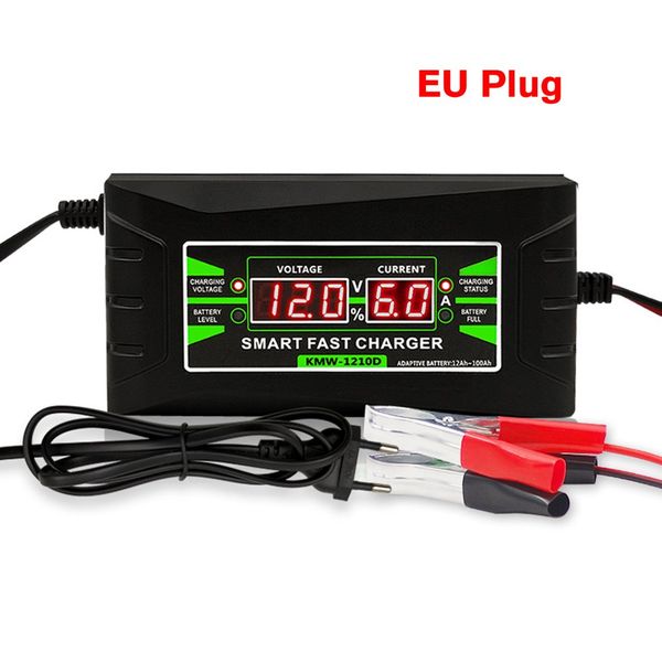 

automatic full smart 12v 6a lead acid / gel car battery charger w / lcd display us eu plug smart battery quick charger
