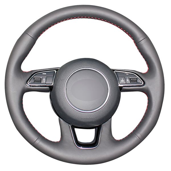 

black genuine leather car steering wheel cover for audi q3 q5 2013 2014 2015