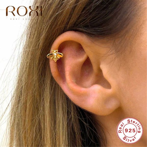 

roxi cute tiny bee ear cuff clip earrings without piercing korean honey bee earcuff non pierced real 925 sterling silver jewelry