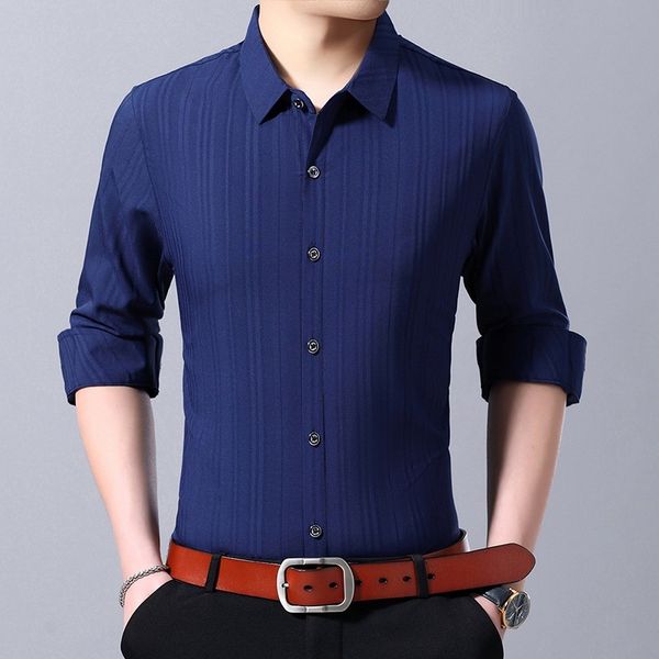 

2019 new fashion brand clothing men's shirts with long sleeves solid color shirt slim fit cotton casual social shirt men -4xl, White;black