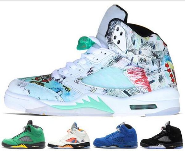 

5 5s wings international flight mens basketball shoes olympic gold medal red blue suede og metallic black men sports sneakers designer 7-13