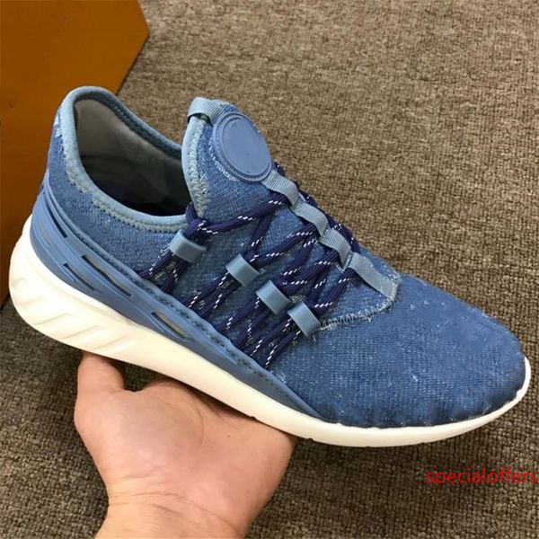 

fastlane sneaker outdoor walking casual low cut shoes breathable shoes trainer classic printing denim lace mens luxury designer sneakers l18, Black