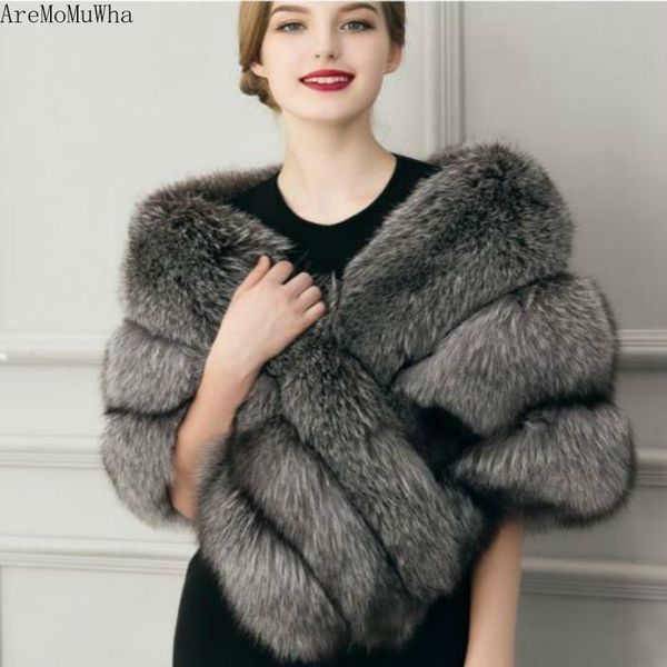 

aremomuwha 2019 new fur shawl female short section imitation fur cape type collar wild one vest infinity scarf qx1145, Black