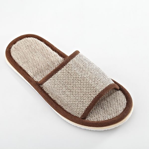 

2019 flax home slippers indoor floor shoes family silent sweat slippers for summer women men l travel sandals, Black