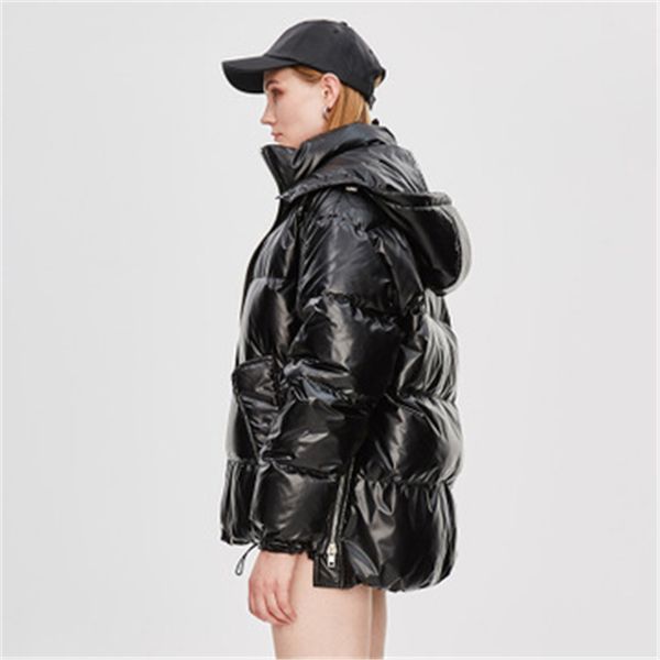 

женщины зима вниз пальто женщина 90% белая утка вниз parka толстой теплой сверхлегкой куртки женщины корейского капюшон сыпучих outwear, Black