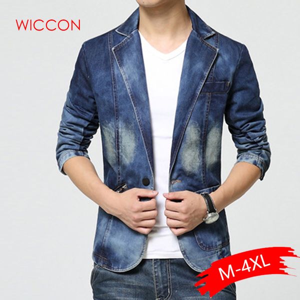 

denim blazer men slim fit cowboy male coats single buckle leisure suit jacket man casual coat new 2019 spring autumn clothing, White;black