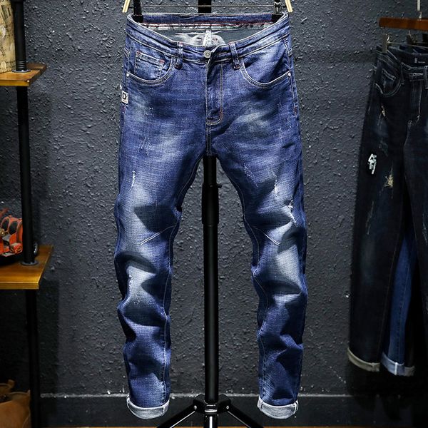 

2019 spring pants, men's jeans, men's korean version harlan pants, body-dressing pants. mw330, Blue