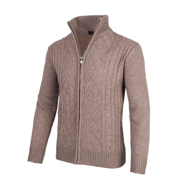 

voboom sweaters men cardigans winter spring stand collar wool blend zipper up coat 100, White;black