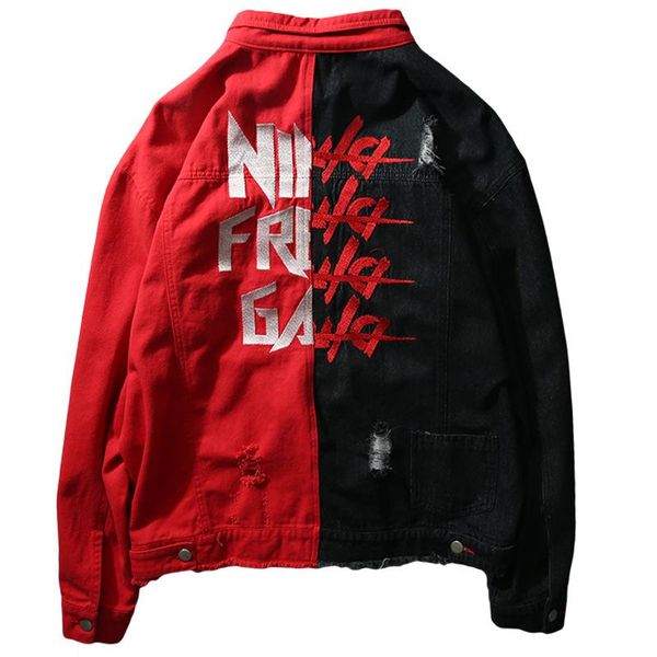 

mens hip hop jacket coat kanye high street style denim jacket trucker rugged wear unlined denim asian size s-xxl, Black;brown