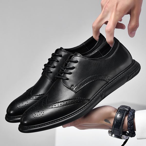 

large size 38-47 oxfords british style men genuine leather dressing shoes business formal shoes men flats w5, Black