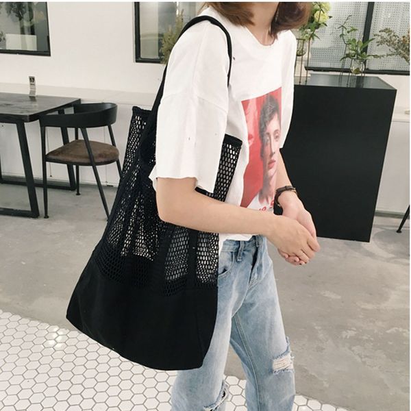 

мода девушки причинно-следственные сумки плеча сетки shopper пляжная сумка женская мода девушки причинно-следственные сумки # yjp