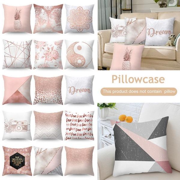 

pillow case rose gold geometric pineapple glitter polyester sofa decorative cushion cover for home decor 45x45cm