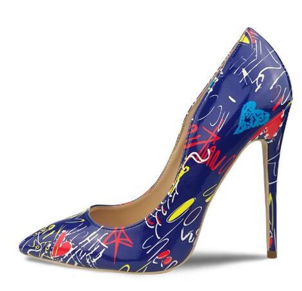 

lbottom specia graffiti colorful women pumps stiletto high heels spring wedding party women shoes sapato feminino, Black