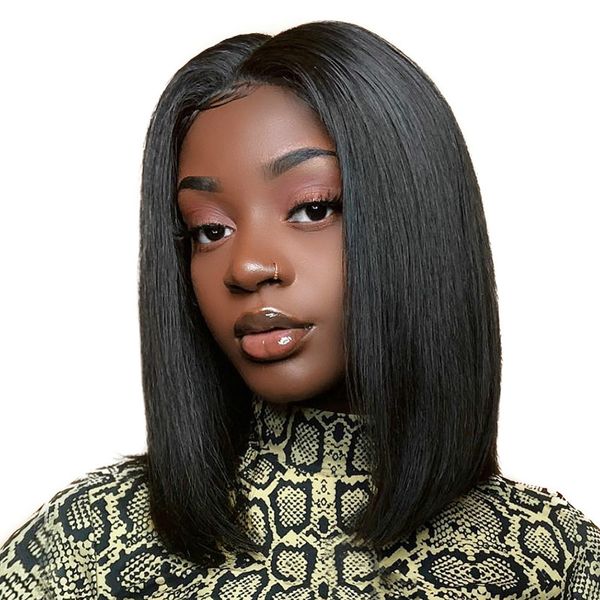 Weave Beauty Short Lace Front Human Hair Wigs Bob Wig With Pre Plucked Hairline Brazilian Hair Blonde Lace Front Wig Bangs Wig Ebonyline Lace Front