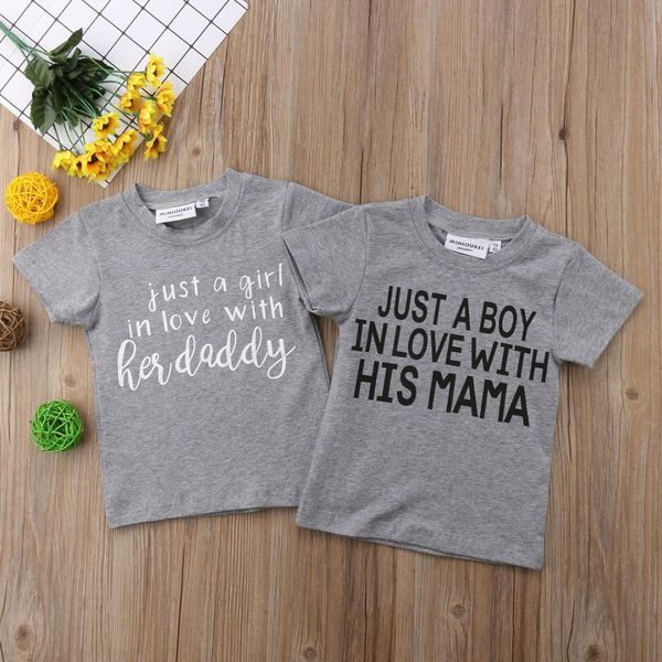 

2018 new casual toddler kids baby boy girl short sleeve letter print cotton tee children clothes 1-6y, White