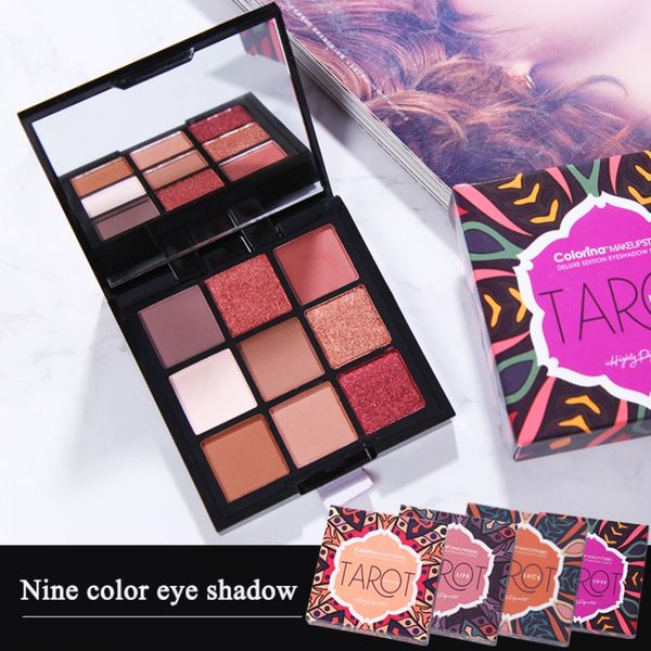 

shimmer eye shadow palettes waterproof matte powder makeup earth warm for party with brush 9 colors