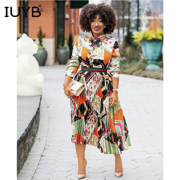 

iuyb summer 2019 women indie folk style women dress retro mature full sleeve chiffon pleated overalls midi dress jn001 t3190610, Black;pink