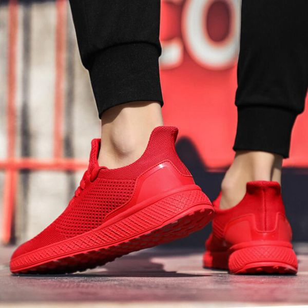 

men running shoes pure white fashion men trainer breathable light grey outdoor sport sneaker red size 40-44