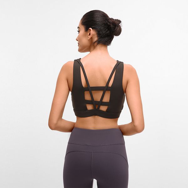 

new deep v beauty back hollow sports bra shock-proof push up seamless yoga bra running fitness crop underwear, White;red
