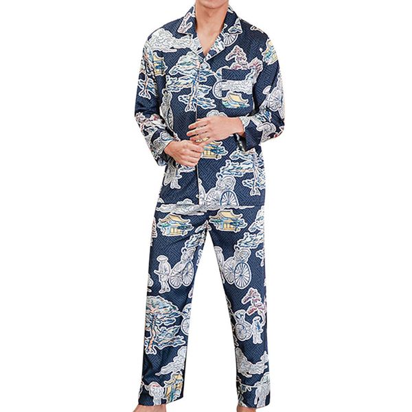

men cotton pyjamas men pijamas hombre tony&candice men's stain silk pajama set pajamas silk sleepwear #2, Black;brown