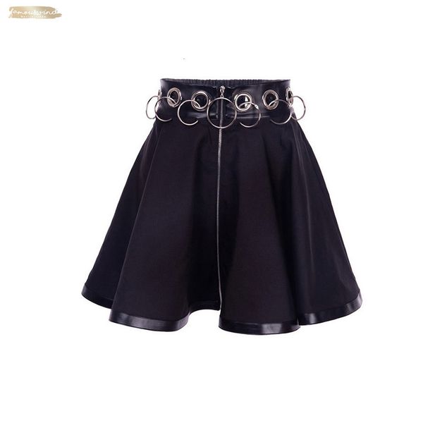 

women gothic skirt summer women hoop hollow out skirts women black iron ring female mini skirt wear goth