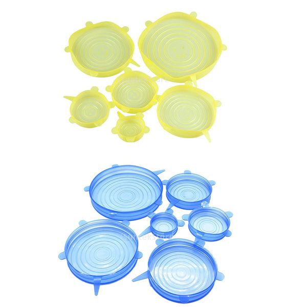 

stretch fresh silicone wraps seal cover cling film lid reusable blue yellow