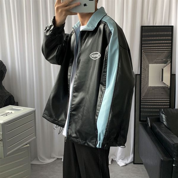 

2020 новый корейский мужской средней длины японский хип-хоп ретро повседневная стойка воротник спортивная студенческая свободная уличная кур, Black;brown