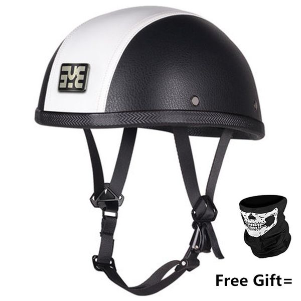 

1piece 57-62cm abs plastic motorcycle helm motorcross capacete half helmet for retro pu leather black