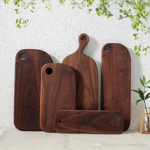 

multi size round wood food snack plates kitchen black walnut dishes rectangle lunch fruit bread cake tea plates pizza trays bh1605 tqq