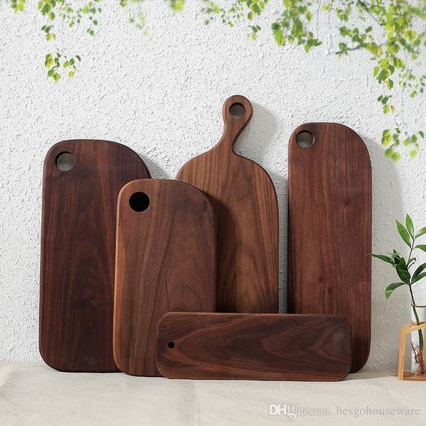 

multi size round wood food snack plates kitchen black walnut dishes rectangle lunch fruit bread cake tea plates pizza trays bh1605 tqq