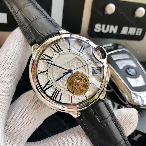 

watch mens mechanical imported watch movement black stainless steel 316 tag leather with luxury box designer strap automatic case kohwk, Slivery;brown