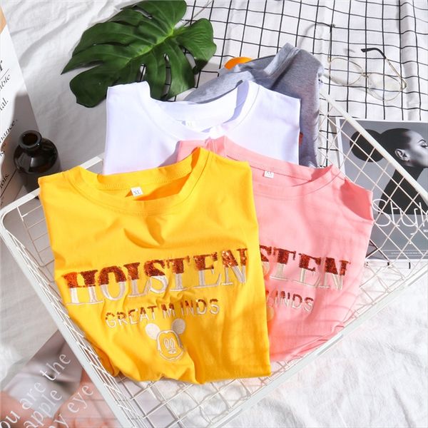 

2020 летние платья модно все спичечные возрастные снижения rice hall чистой одежды блестки вышивка футболка с пайетками вышивка хлопка с кор, White