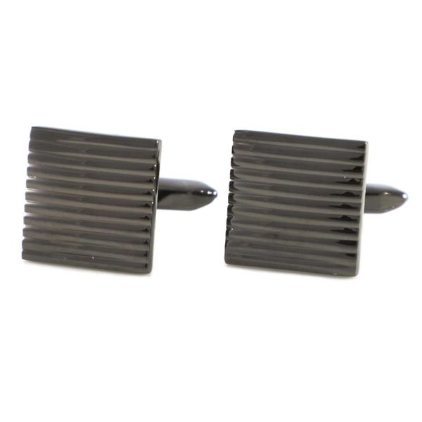 

fashion square black curved groove stripe cuff links father's day birthday cuff links, Silver;golden